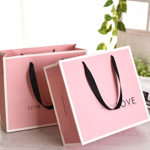 pink gift paper packaging bags