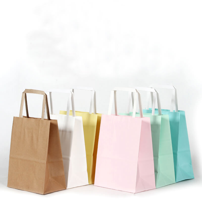 Wholesale Flat Handle Kraft Shopping Paper Bag With Logo - Darling packing