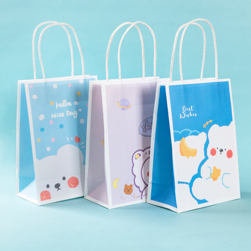 In style gift bag cute cartoon kraft paper tote bag creative snack gift ...