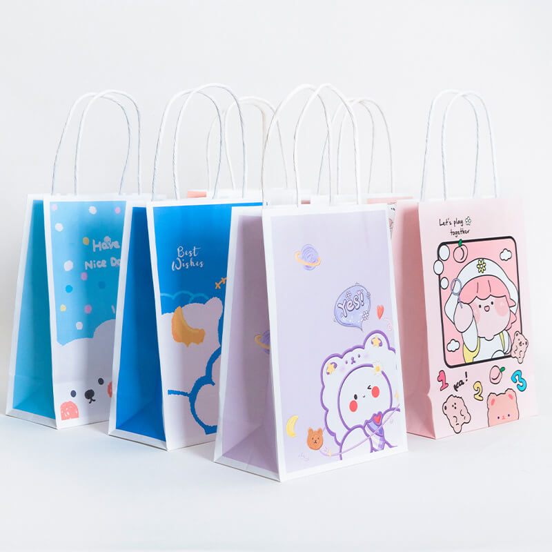 In style gift bag cute cartoon kraft paper tote bag creative snack gift ...